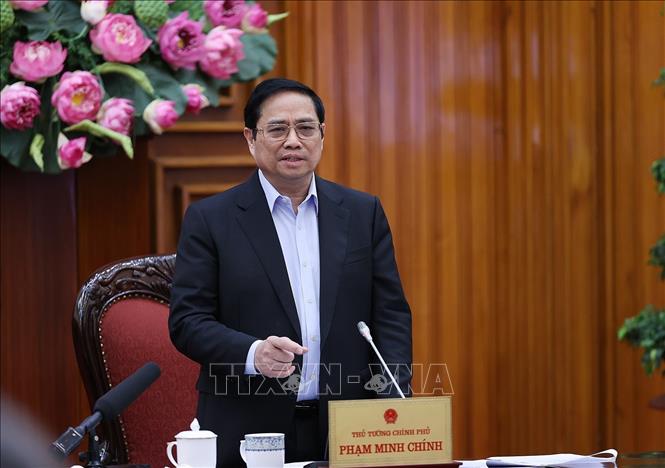 Thủ tướng Phạm Minh Chính chỉ đạo tại hội nghị. Ảnh: Dương Giang/TTXVN
