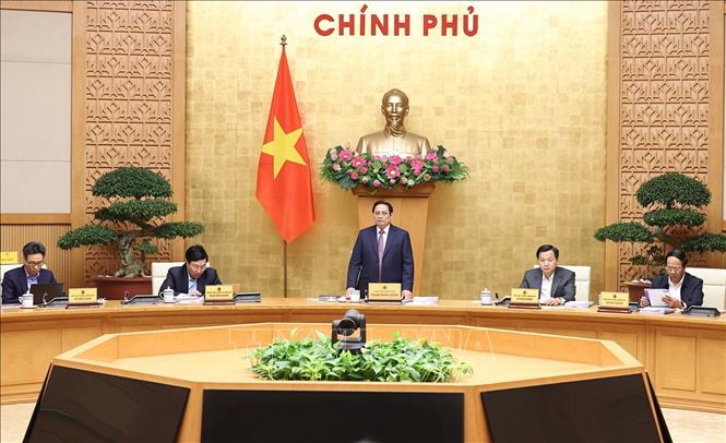 Thủ tướng Phạm Minh Chính chủ trì Phiên họp Chính phủ thường kỳ tháng 3. Ảnh: Dương Giang-TTXVN