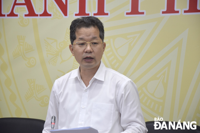 Bí thư Thành ủy Nguyễn Văn Quảng phát biểu chỉ đạo tại buổi làm việc. Ảnh: TRỌNG HUY