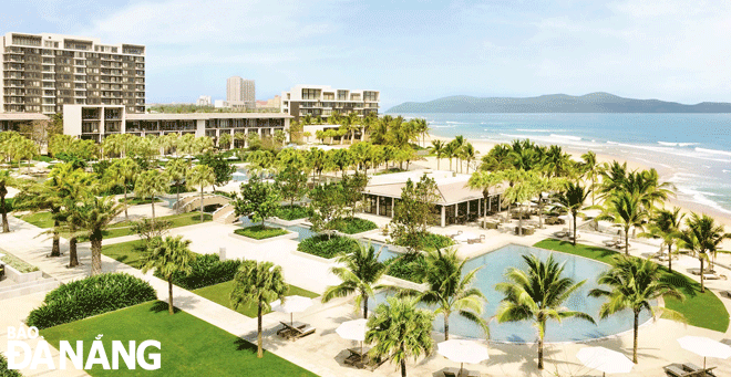 Some coastal resorts, including Hyatt Regency Da Nang Resort in Ngu Hanh Son District have invested in wastewater treatment systems to reuse water for watering plants and grass. Photo: DNO reporters