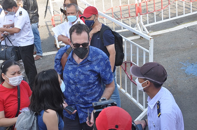 Foreign tourists are seen on the first boat trip from Da Nang to the Ly Son Island.