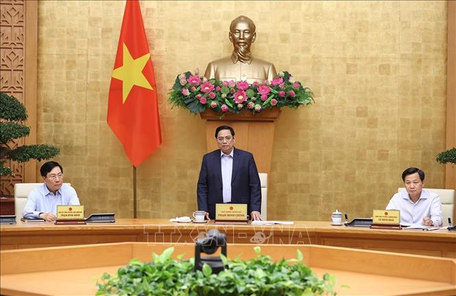 Thủ tướng Phạm Minh Chính trì Phiên họp Chính phủ thường kỳ tháng 4. Ảnh: Dương Giang/TTXVN