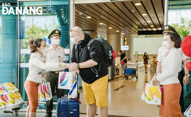 Visitors at Da Nang International Airport. Photo: THU HA