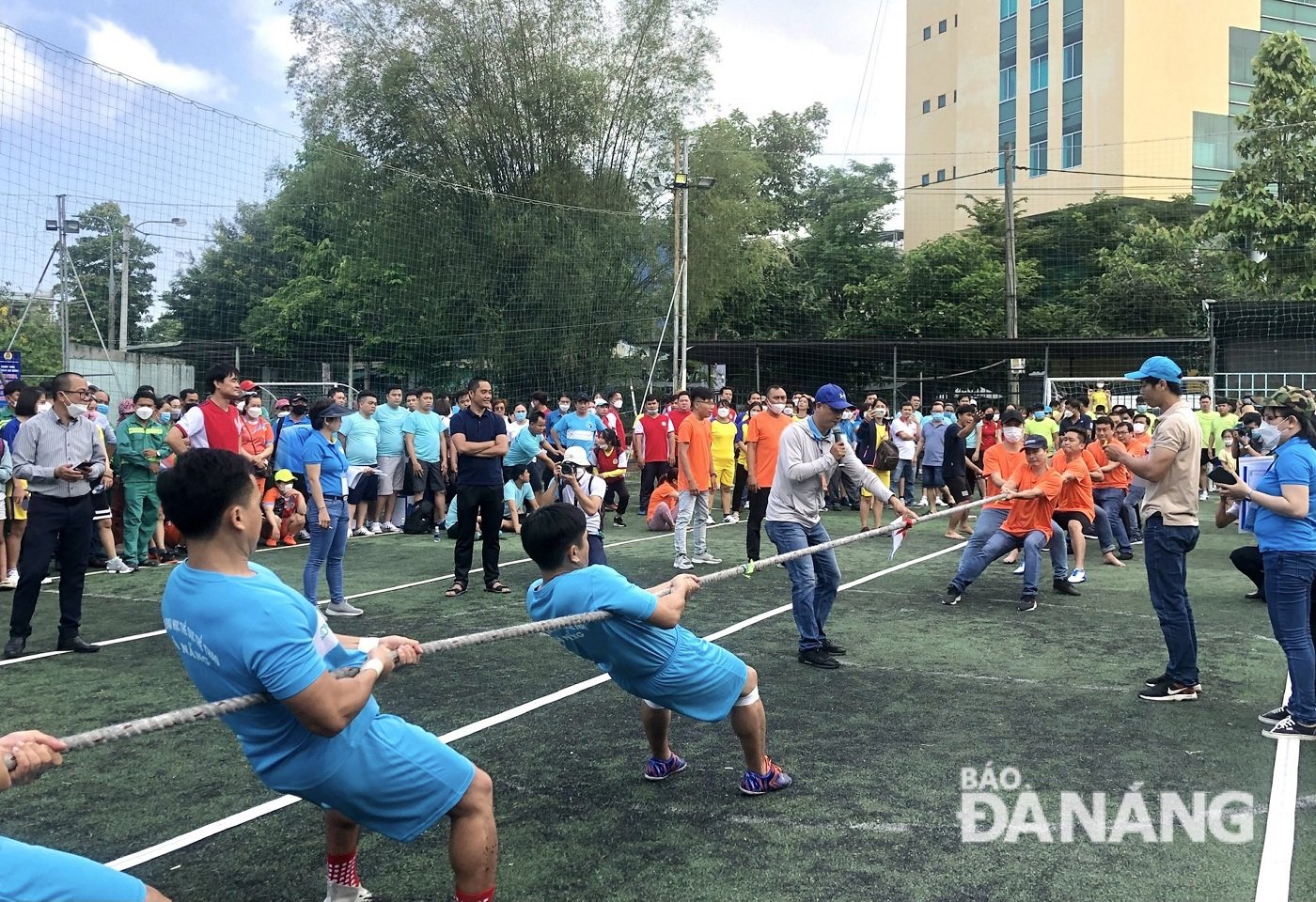 Teams excitedly competed in the men's tug of war. Photo: N.Q