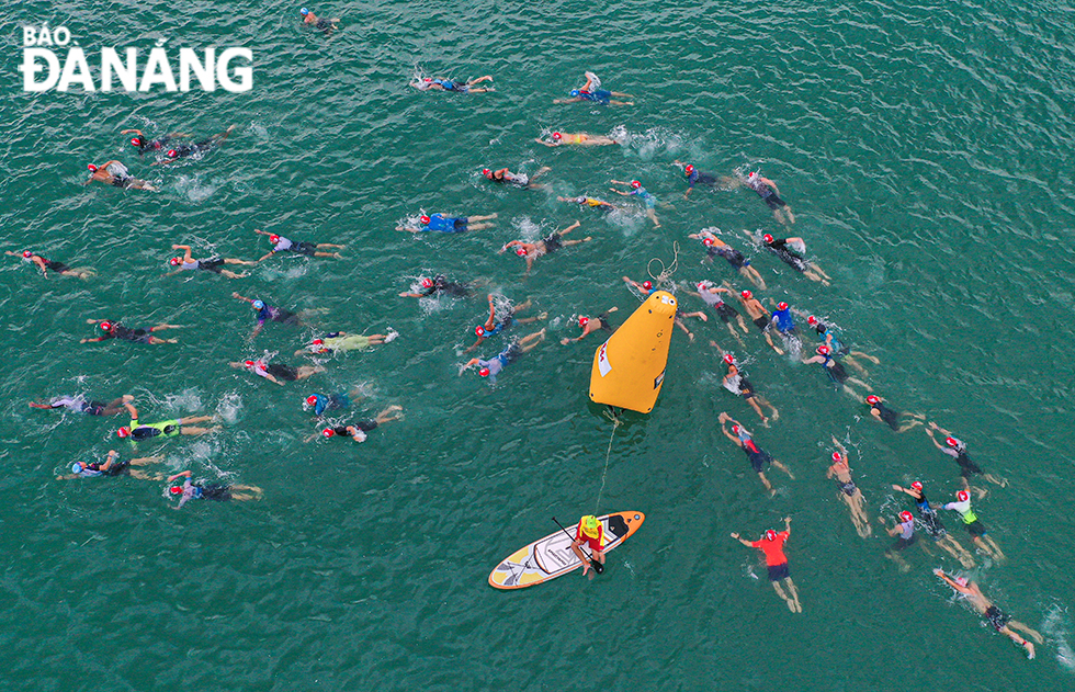 Athletes competing in the swimming competition