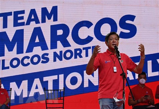Ứng cử viên Ferdinand Marcos Jr. phát biểu trong cuộc vận động tranh cử ở Laoag , Philippines, ngày 25-3-2022. (Ảnh: AFP/TTXVN)