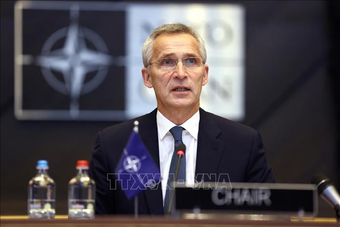 Tổng Thư ký NATO Jens Stoltenberg phát biểu tại cuộc họp ở Brussels, Bỉ ngày 21/10/2021. Ảnh: AFP/TTXVN