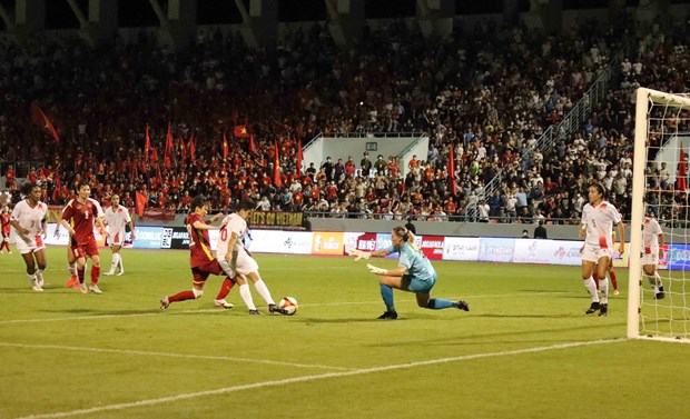 The match between Viet Nam and the Philippines in the women's football at SEA Games 31 in Vietnam's Quang Ninh province on May 11. Vietnam won 2 - 1 over their opponents in this game. (Photo: NVA)