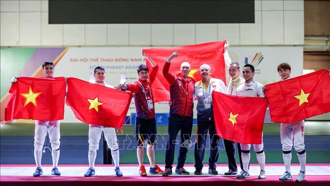 Đội tuyển Đấu kiếm Việt Nam đã giành được 4 huy chương Vàng và 3 huy chương Đồng. Ảnh: Minh Sơn/TTXVN