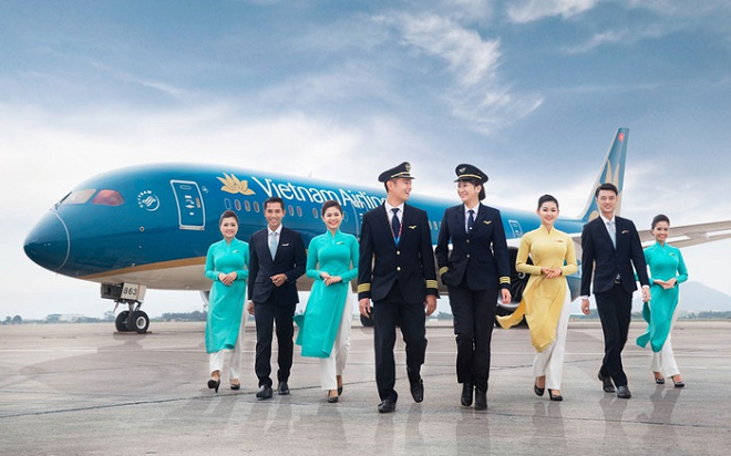 Hãng hàng không quốc gia Việt Nam - Vietnam Airlines với chất lượng dịch vụ tốt.