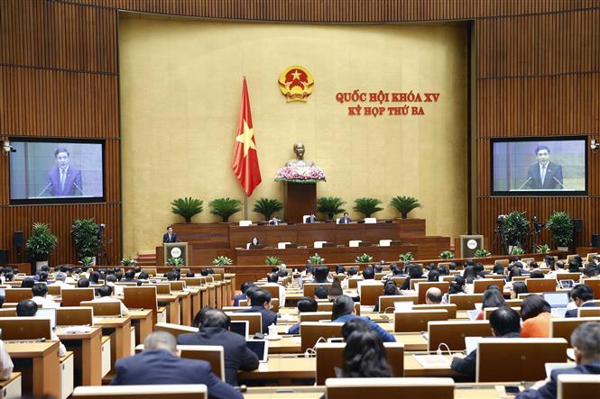 Chiều 23/5, Quốc hội thảo luận ở hội trường về dự kiến Chương trình giám sát của Quốc hội năm 2023. Ảnh: Doãn Tấn/TTXVN.