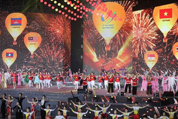 The SEA Games 31 closing ceremony in Hanoi on May 23 evening (Photo: VNA)