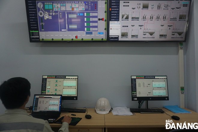 Inside a technical control room at the garbage transfer station.