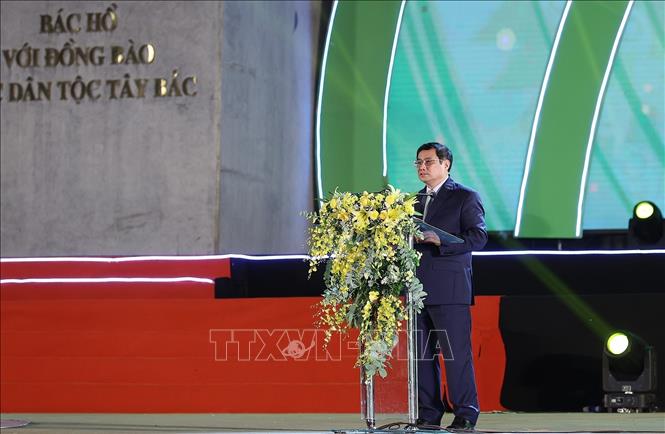 Thủ tướng Phạm Minh Chính phát biểu tại lễ khai mạc Festival trái cây và sản phẩm OCOP Việt Nam năm 2022. Ảnh: Dương Giang/TTXVN