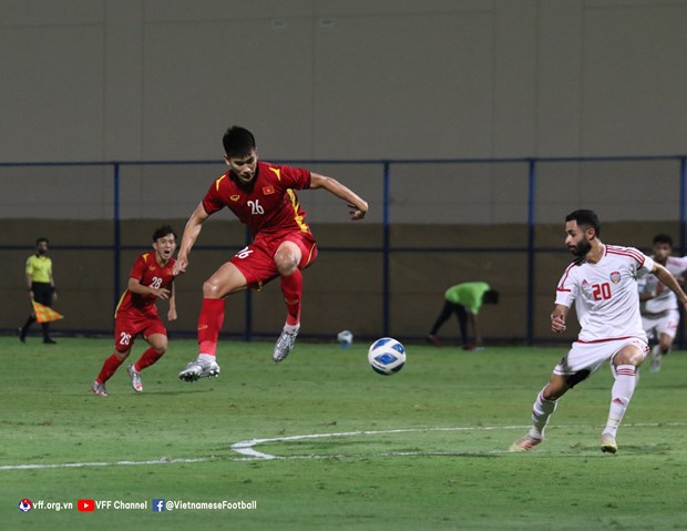 Cầu thủ U23 Việt Nam trong trận giao hữu với U23 UAE. (Nguồn: VFF)