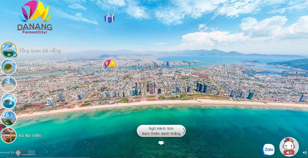 In October 2021, Da Nang launched the VR360 virtual tourism system ‘One touch to Da Nang’ at vr360.danangfantasticity.com. Just with a phone, computer or ipad, the user can access, observe and experience the entire image of destinations in Da Nang through navigation technology. Photo: PHUC AN (a screen shot)