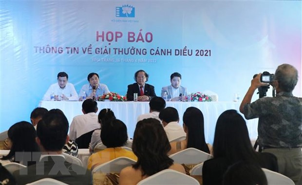 Quang cảnh buổi họp báo giới thiệu Giải thưởng Cánh diều 2021. (Ảnh: Tiên Minh/TTXVN)