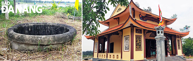 Giếng Bộng nằm bên sông Trường Giang (ảnh trái) và nhà thờ Hương hiền làng Tỉnh Thủy. Ảnh: A.T