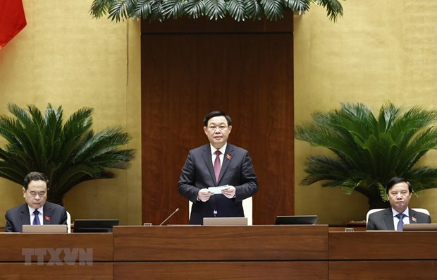 Chủ tịch Quốc hội Vương Đình Huệ phát biểu bế mạc phiên chất vấn và trả lời chất vấn. (Ảnh: Doãn Tấn/TTXVN)
