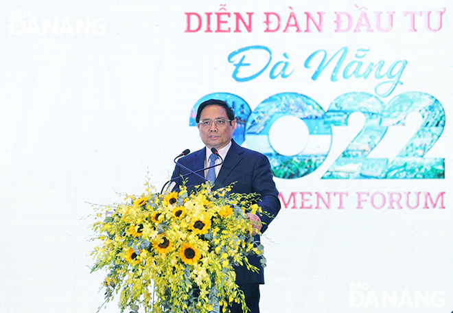 Vietnamese Prime Minister Pham Minh Chinh addresses the Da Nang Investment Forum 2022, June 25, 2022.