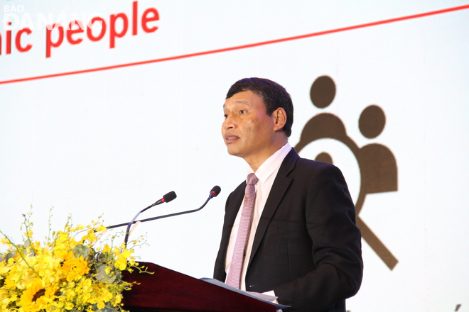 Standing Vice Chairman of the Da Nang People's Committee Ho Ky Minh addresses the Da Nang Investment Forum 2022, June 25, 2022.