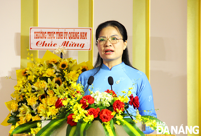 President of the Viet Nam Women's Union Ha Thi Nga delivering a speech at the ceremony. Photo: XUAN DUNG