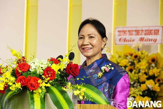 President of the Lao Women’s Union Inlavan Keobounphan speaking at the event.