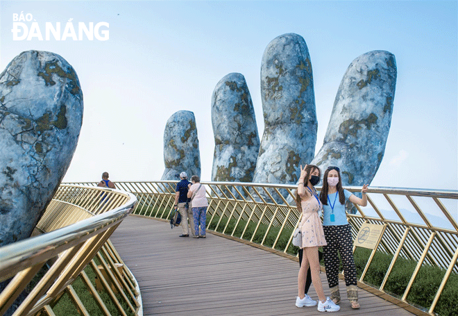 A corner of the Golden Bridge at the Sun World Ba Na Hills Resort. Photo: NHAT HA