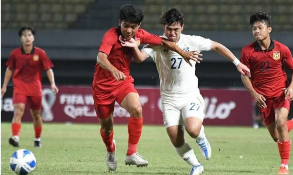 U19 Lào tạo cú sốc trước U19 Thái Lan. Ảnh: VFF