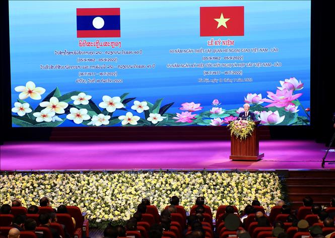 Tổng Bí thư Nguyễn Phú Trọng đọc diễn văn tại lễ kỷ niệm. Ảnh: Lâm Khánh/TTXVN