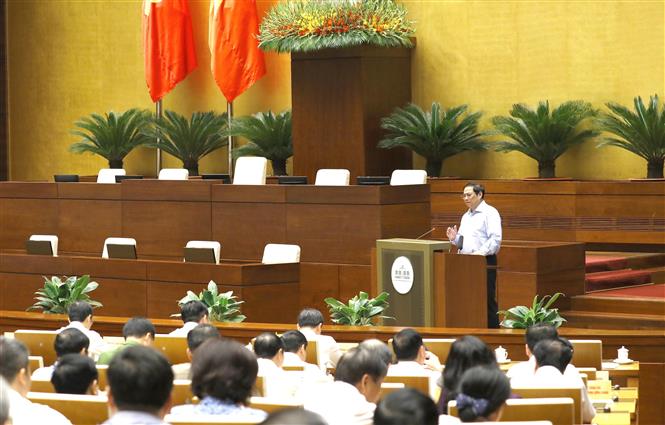 Thủ tướng giới thiệu chuyên đề tại hội nghị. Ảnh: Phương Hoa/TTXVN