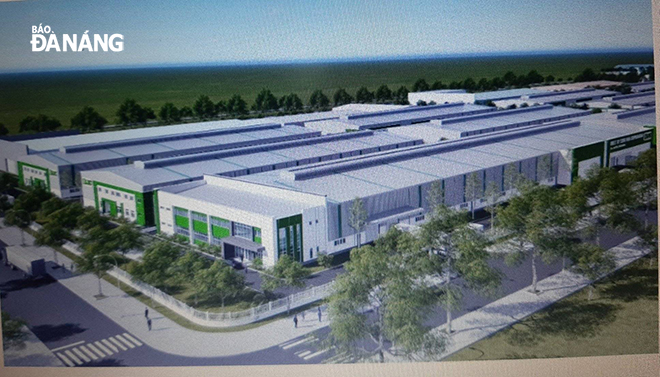 A perspective view of a cluster of hi-tech ready-built factories for lease developed by Long Hau JSC.