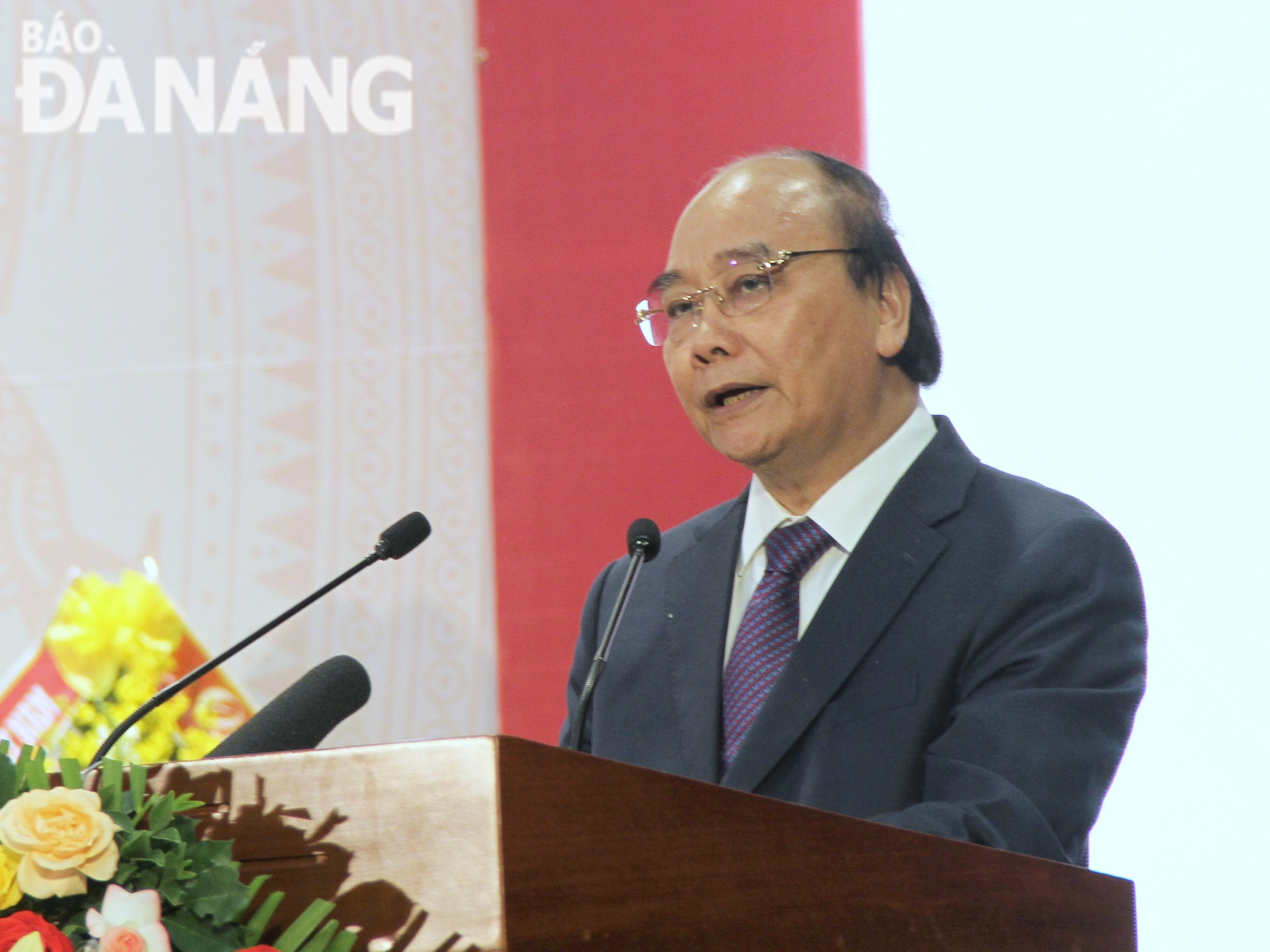 Chủ tịch nước Nguyễn Xuân Phúc phát biểu chỉ đạo tại buổi lễ. Ảnh: XUÂN SƠN