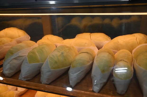 Durians are displayed on the shelves of a store in Bangkok. (Photo: Ministry of Commerce)