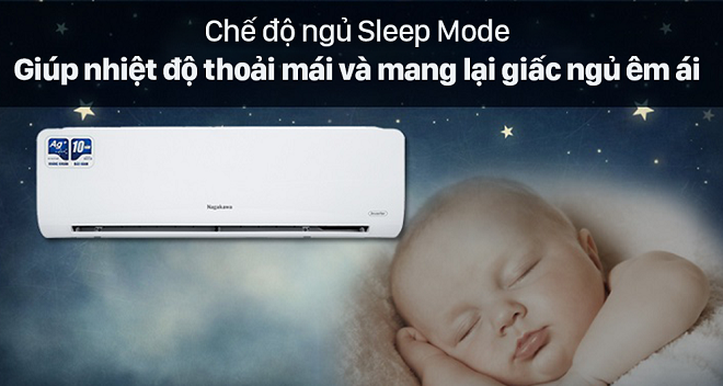 Sleep Mode trên điều hòa Nagakawa mang tới giấc ngủ ngon cho gia đình bạn.