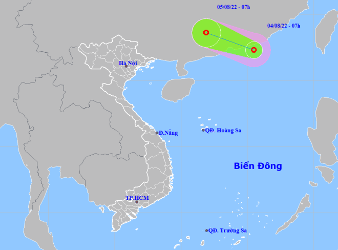 The forecast track of the newly-formed tropical depression over the East Sea. (Source: NCHMF)