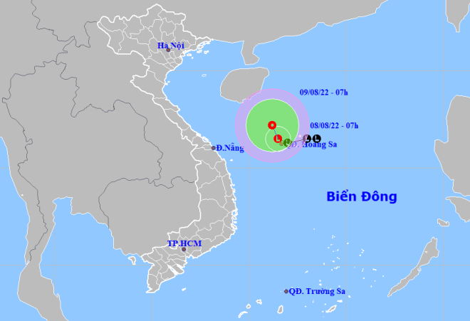 Họa đồ vị trí và hướng di chuyển của áp thấp có khả năng mạnh lên thành áp thấp nhiệt đới. (Nguồn: Trung tâm dự báo khí tượng thủy văn quốc gia).