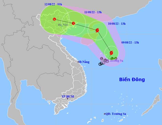 The expected track of Mulan (Source: The National Centre for Hydro-Meteorological Forecasting)