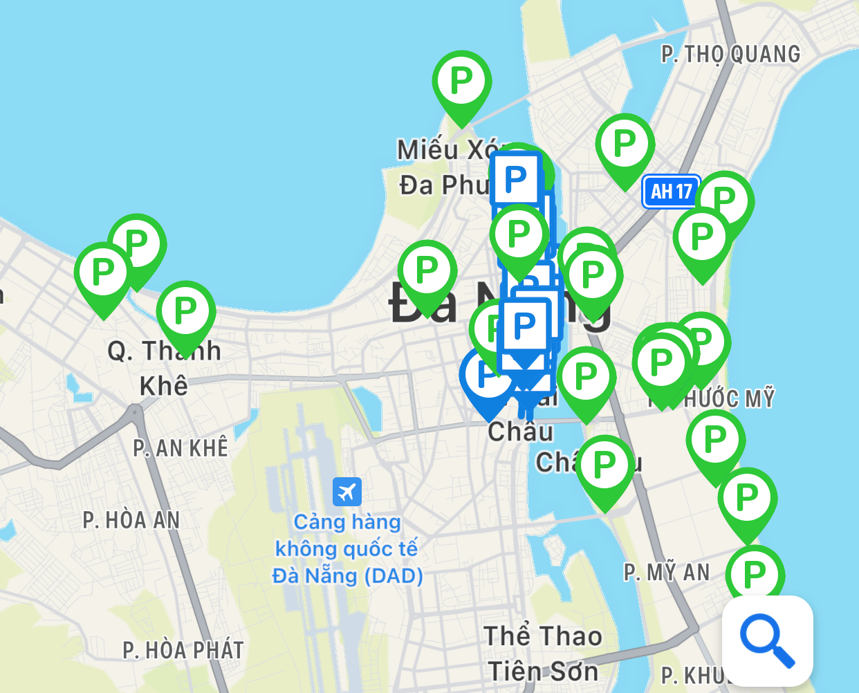 Ứng dụng Da Nang Parking trên app điện thoại di động.  Ảnh: QUỲNH TRANG