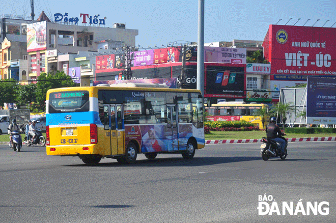 A subsidised intra-city bus is seen operating in the city. Photo: PHUONG UYEN