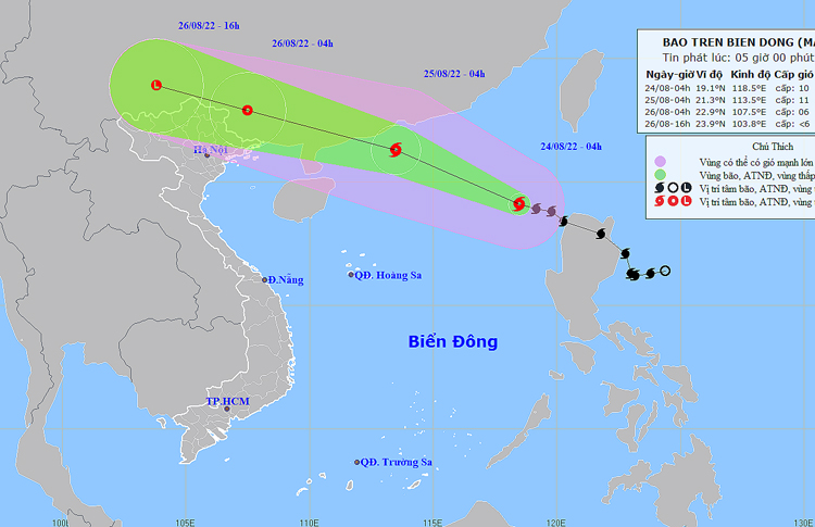 The expected track of Ma-on (Source: NCHMF)