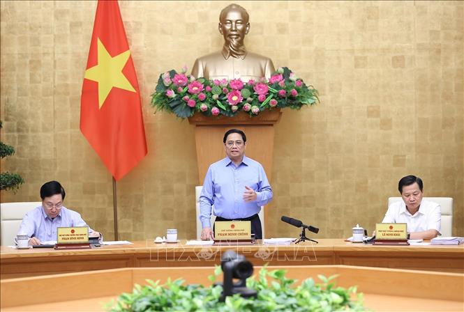 Thủ tướng Phạm Minh Chính phát biểu tại phiên họp. Ảnh: Dương Giang/TTXVN