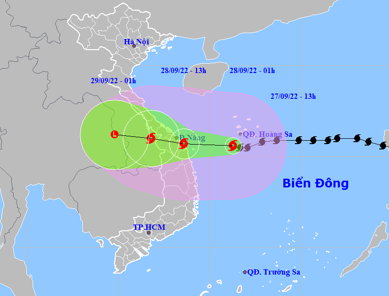 Rạng sáng 28-9, bão số 4 vào sát ven biển Thừa Thiên Huế - Quảng Ngãi