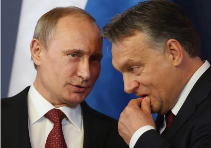 Tổng thống Nga Putin (trái) và Thủ tướng Hungary Orban. Ảnh: Politico.eu