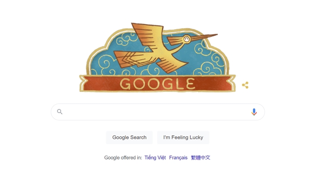 Google homepage on September 2 was featured with a doodle of chim lạc, Vietnamese mythical national bird. — VNS Photo