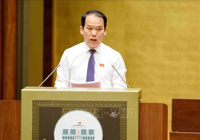 Chủ nhiệm Ủy ban Pháp luật của Quốc hội Hoàng Thanh Tùng phát biểu. Ảnh: Minh Đức/TTXVN