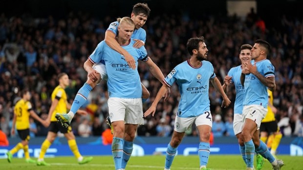 Haaland ghi bàn trong ngày tái ngộ Dortmund để giúp Man City chiến thắng. (Nguồn: Getty Images)