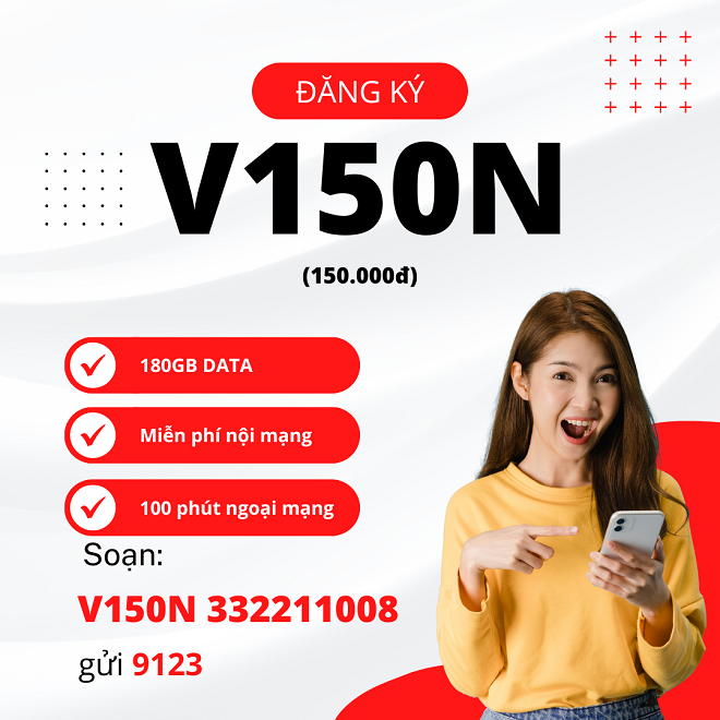 V150N - gói cước 150k mới nhất của Viettel.