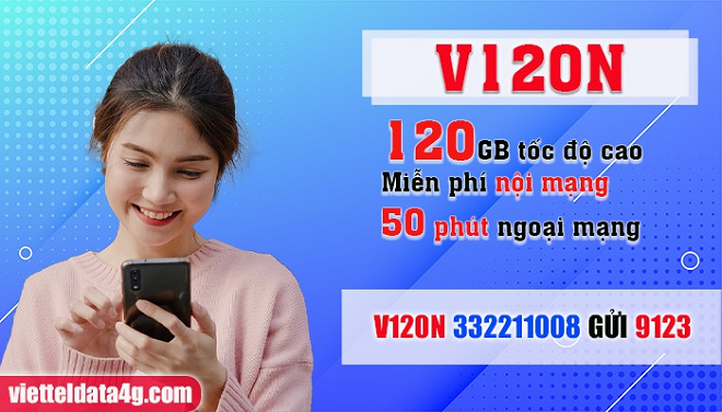 Gói 120k Viettel 4GB /ngày, gọi nội mạng miễn phí.