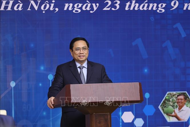 Thủ tướng Phạm Minh Chính phát biểu khai mạc Diễn đàn Kinh tế hợp tác, hợp tác xã năm 2022. Ảnh: Dương Giang/TTXVN
